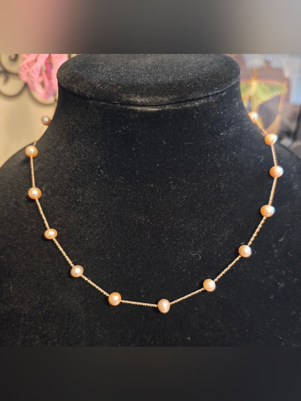 10K Gold Natural Pink Pearl High-Lustre Necklace